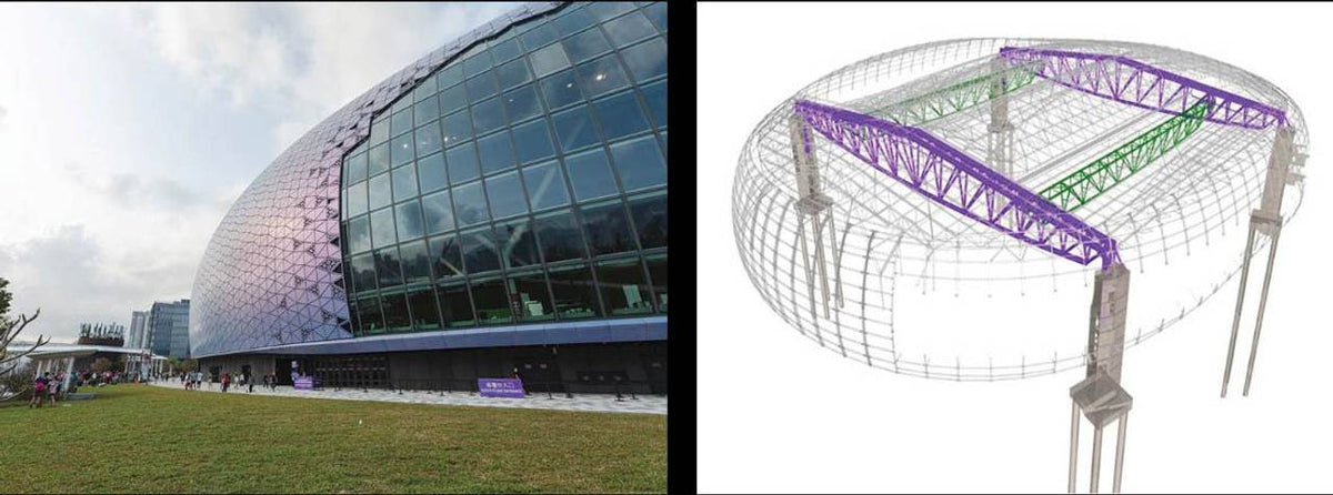 Kai Tak Stadium’s silver shell encloses a long-span retractable roof supported by steel trusses