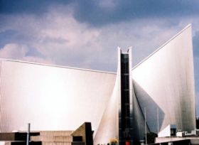 Stainless steel roof and support system at St Mary's Cathedral in Tokyo