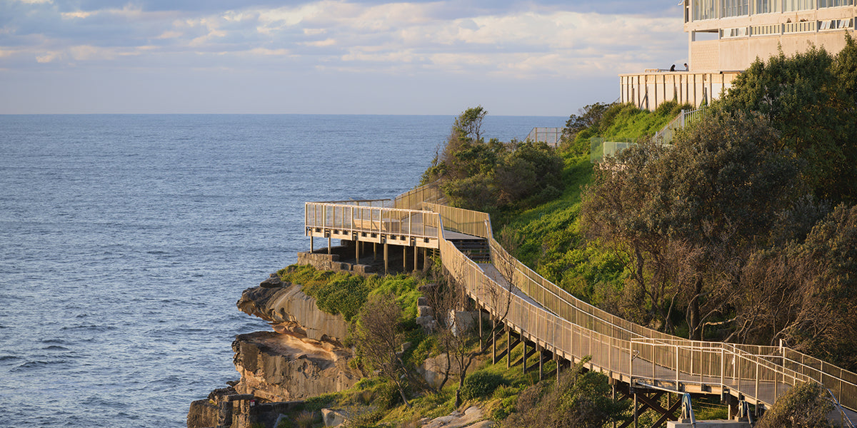 Stainless steel handrails and balustrades along the Vaucluse coastal cliff-top walkway