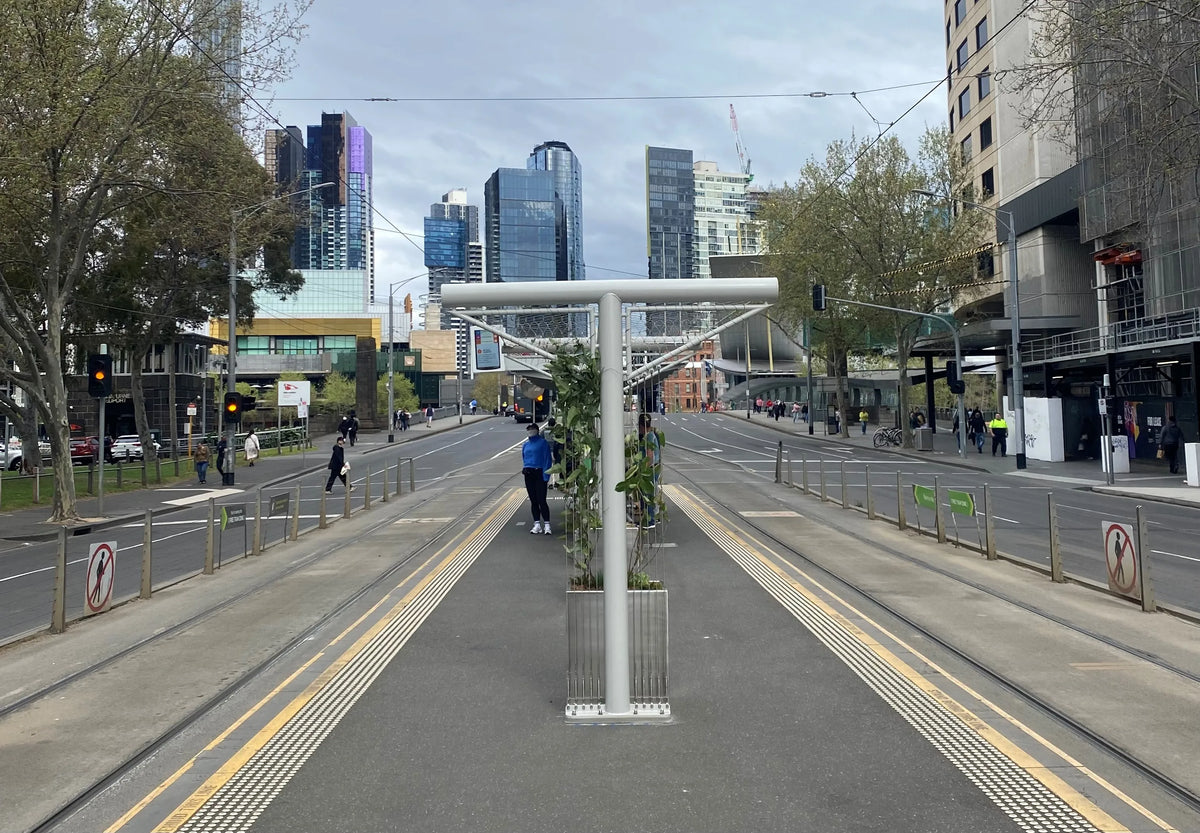 Urban Arbour green structure at a Melbourne tram stop
