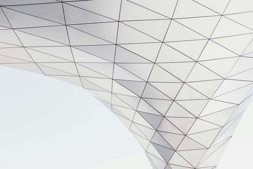 Textured stainless steel surface used in architectural facade finishing