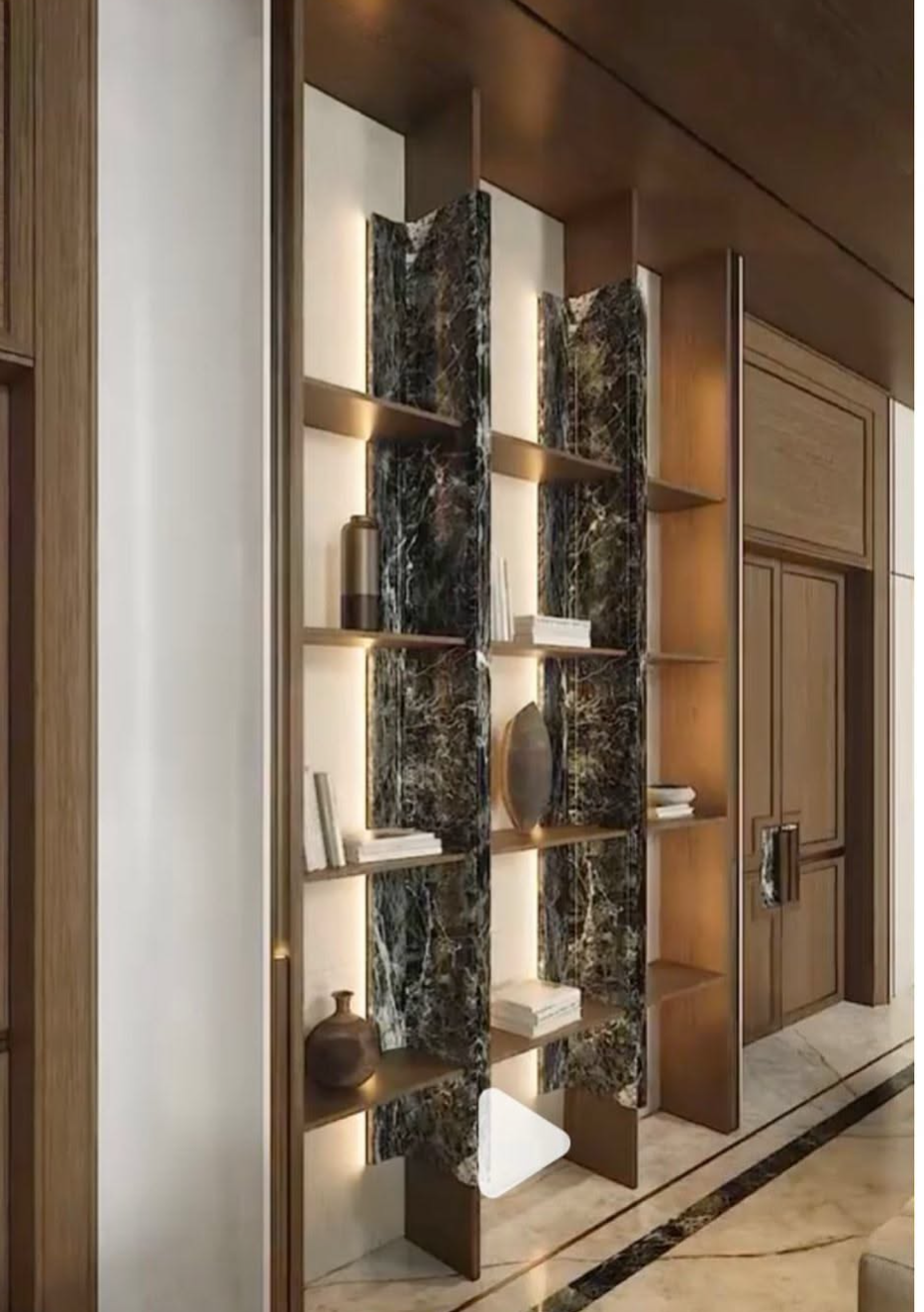Custom stainless steel display bookshelf with open shelving