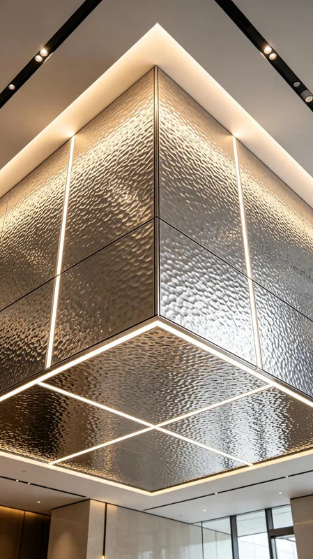Angular water ripple feature ceiling concept with perimeter light