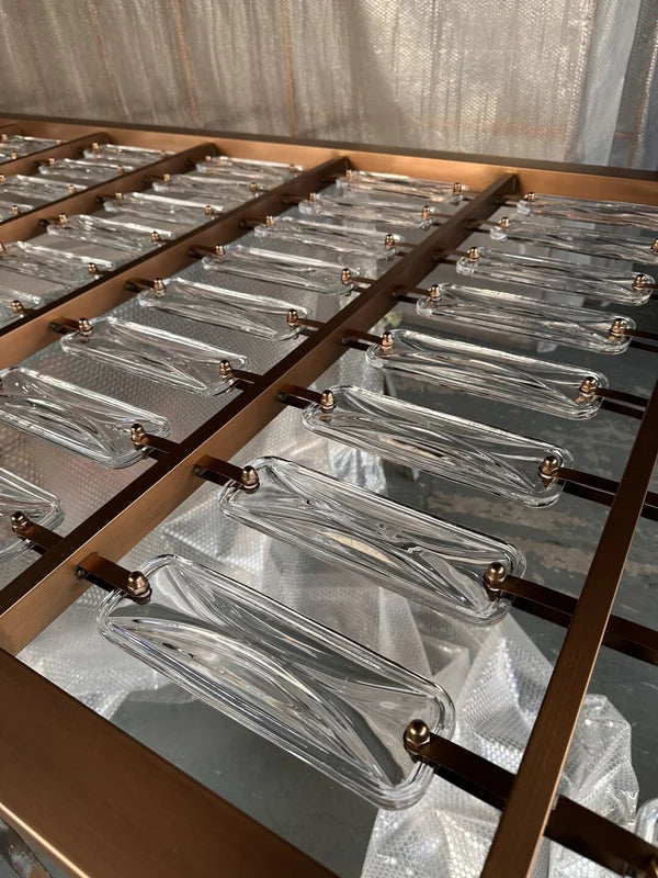 Additional panel view of bronze crystal infill stainless steel feature screen