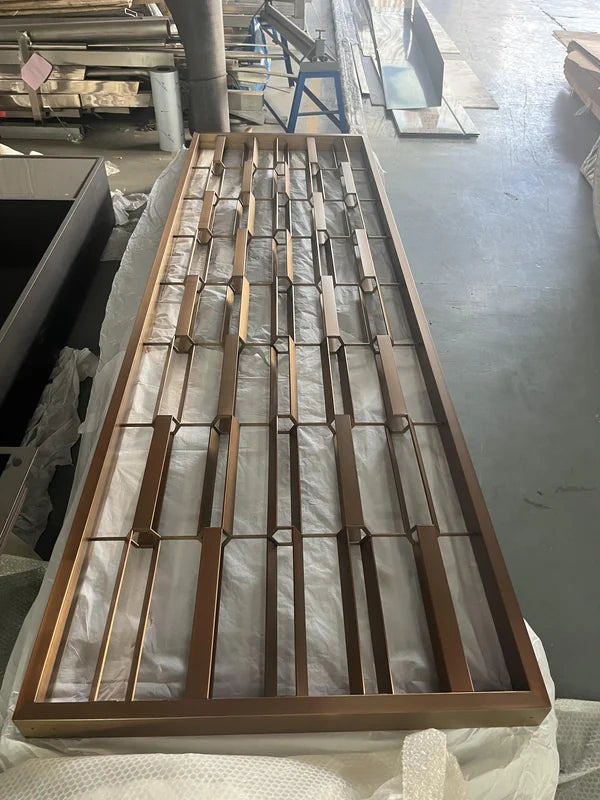 Fabrication view of bronze decorative laser cut steel screen options
