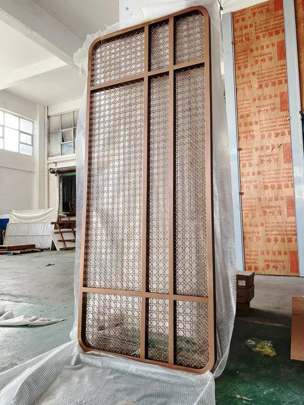 Overall workshop view of bronze decorative mesh stainless steel screen panel