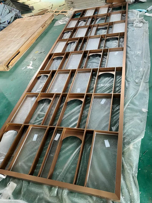 Bronze Geometric Framed Stainless Steel Screen