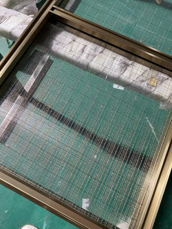 Angled screen view of bronze woven mesh stainless steel screen panel