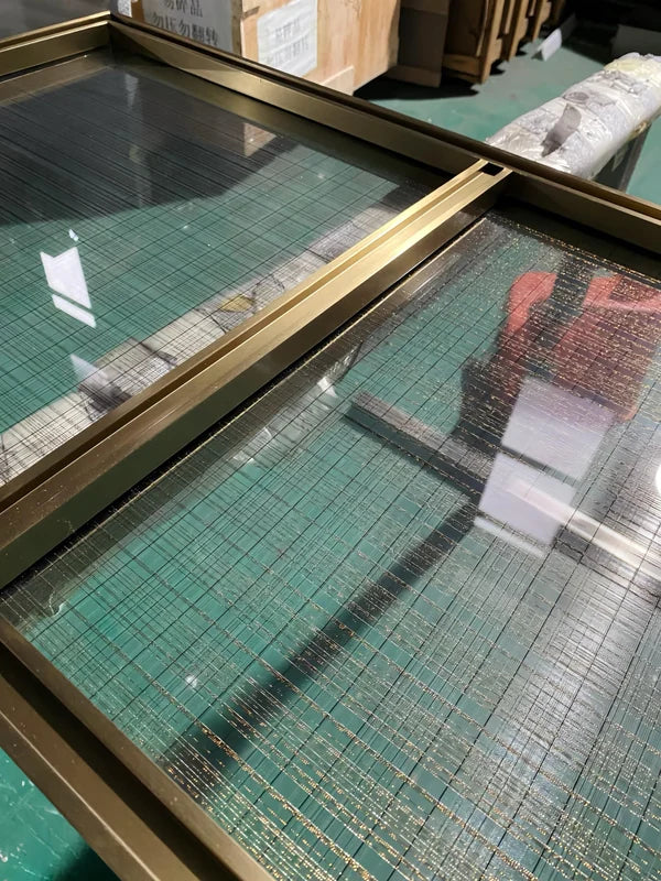 Surface and edge detail of bronze woven mesh stainless steel screen panel