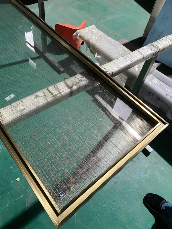 Assembly view of bronze woven mesh stainless steel screen panel