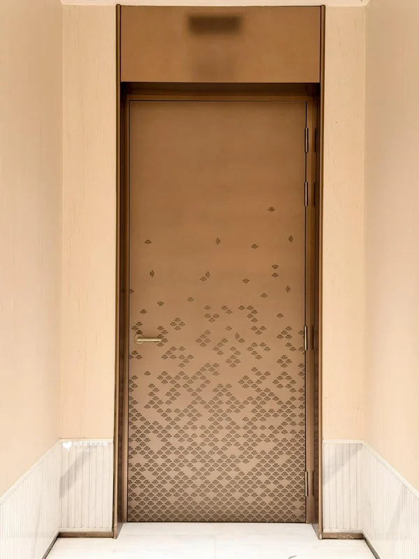 Bronze elevator landing door with gradient perforation for custom Xinmao Metal elevator design