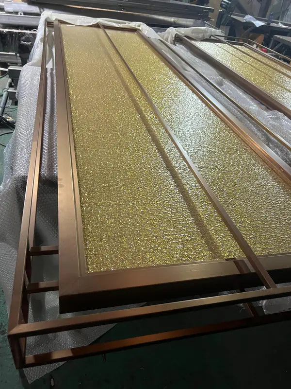 Hotel lobby application of Gold Textured Glass stainless steel Screen Panels