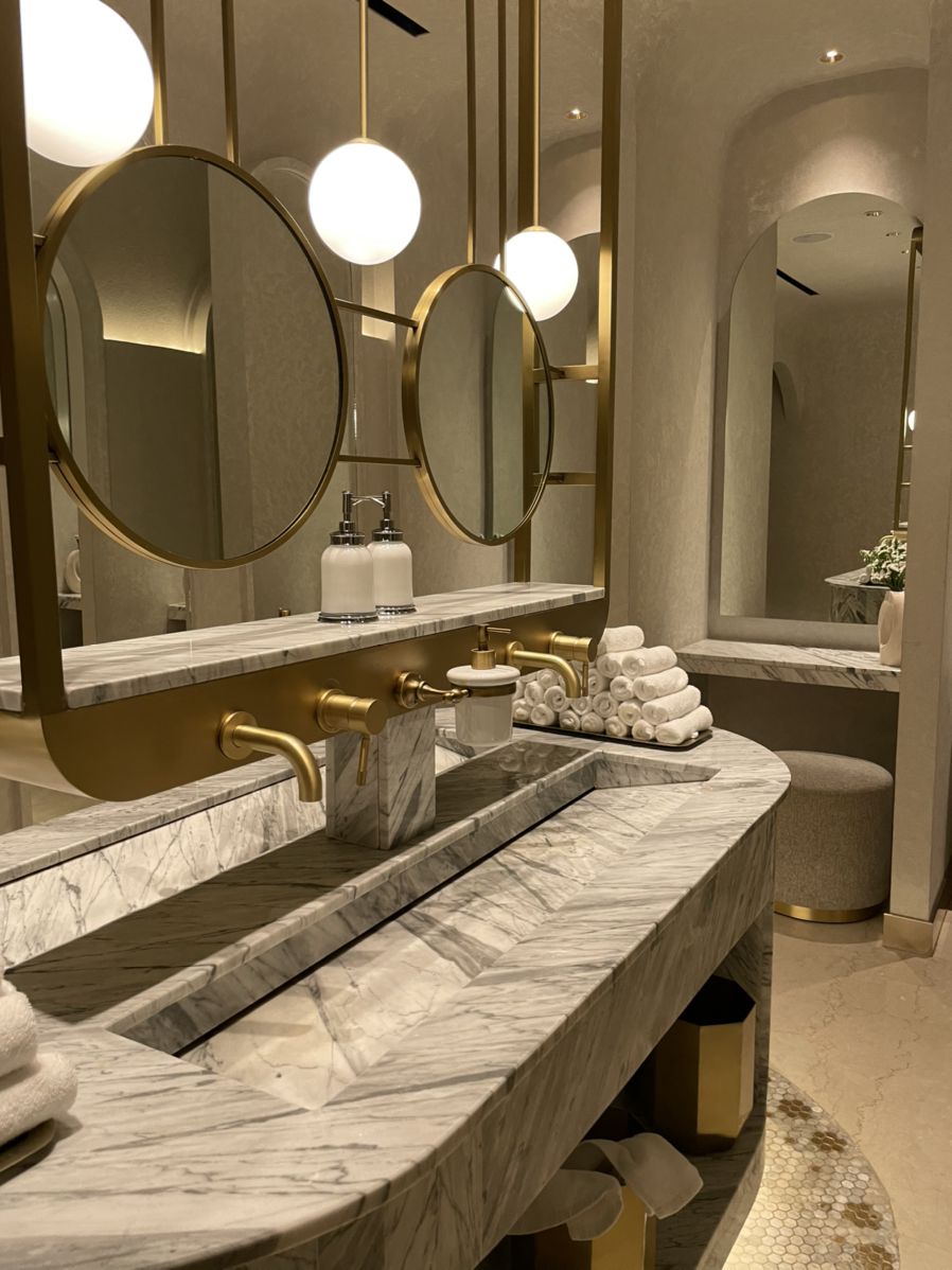 Tall mirror cabinets with compact vanity shelves