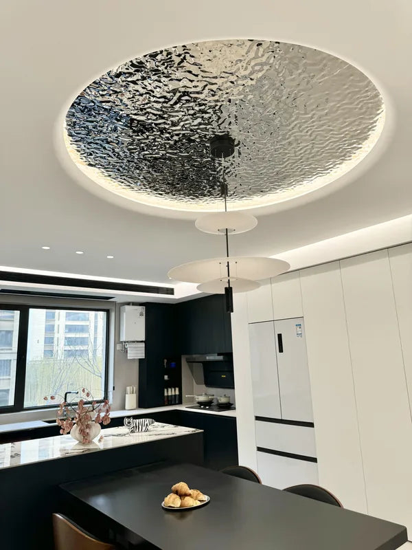 Round Water Ripple Stainless Steel Ceiling Inset for Open Kitchens