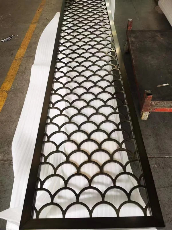 Close detail of Bronze Seigaiha Wave stainless steel Screen
