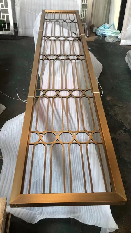 Overall view of Bronze Linear Art Deco stainless steel Screen