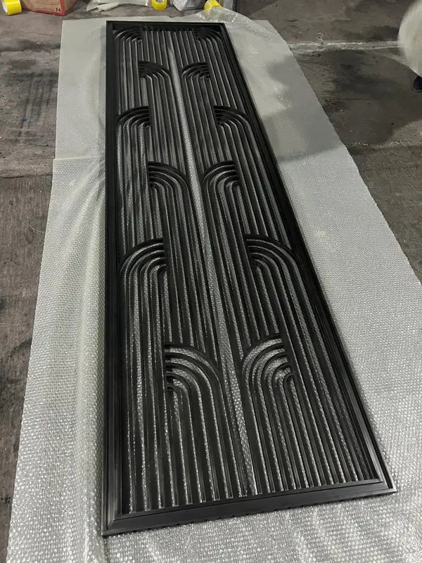 Overall view of Sculptural Art Deco stainless steel Screen Panel
