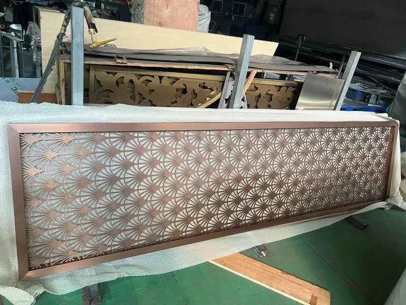Overall view of Bronze Geometric Cutout stainless steel Screen