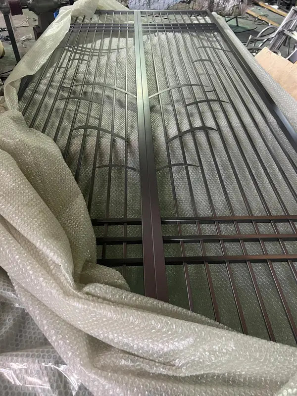 Angled view of Bronze Geometric Cutout stainless steel Screen