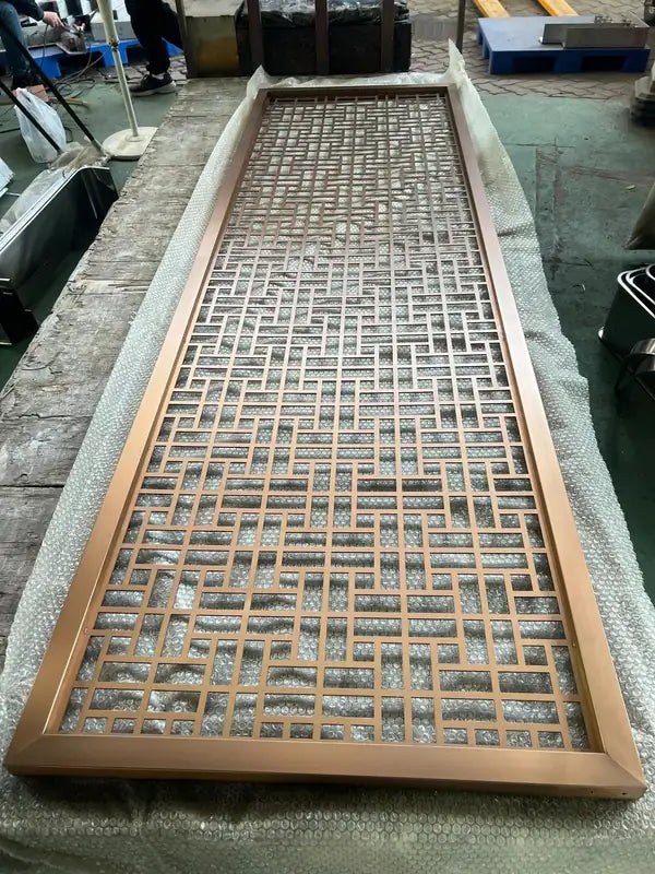 Fabrication detail of Bronze Geometric Cutout stainless steel Screen