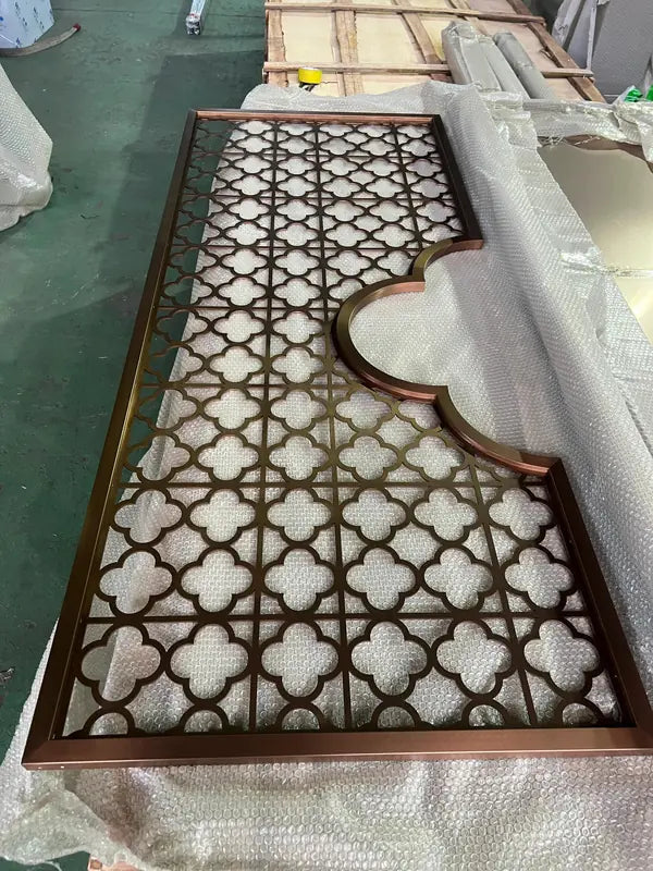 Overall view of Bronze Quatrefoil Laser Cut stainless steel Screen