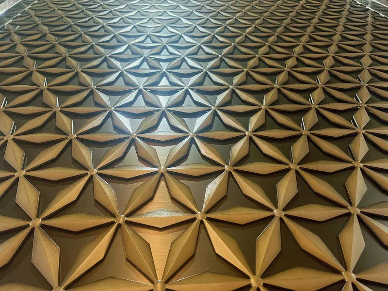 Framed panel view of Bronze 3D Faceted stainless steel Screen Panel