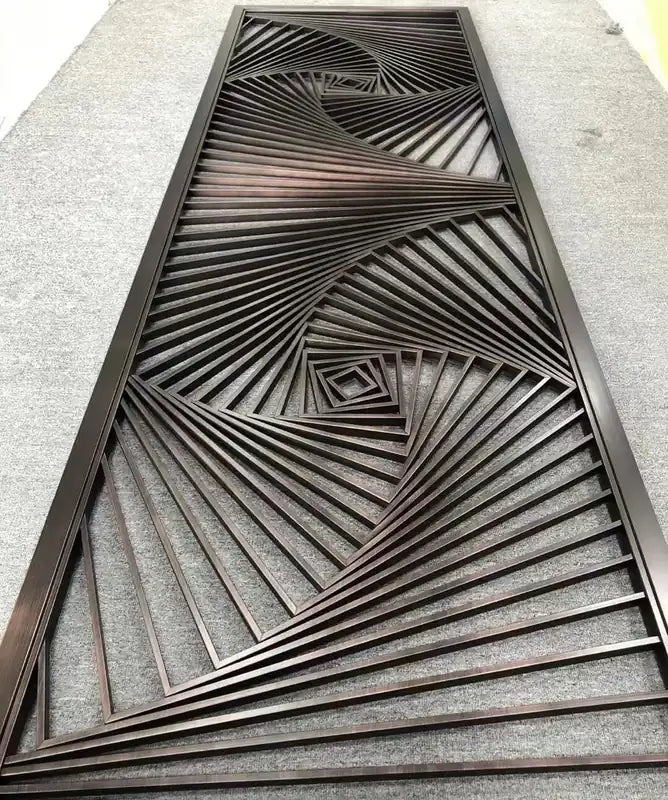 Overall view of Black Radial Linear Art Deco stainless steel Screen