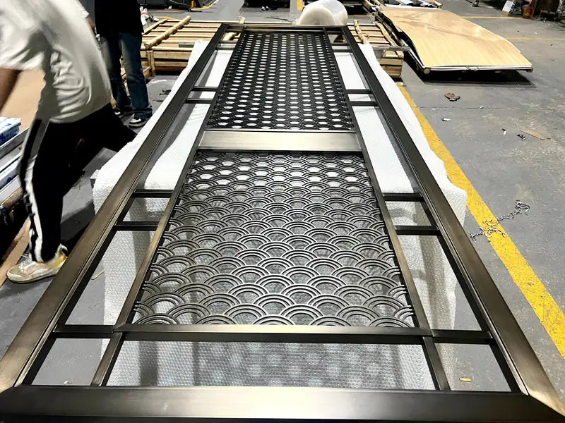 Overall view of Black Seigaiha Perforated stainless steel Screen