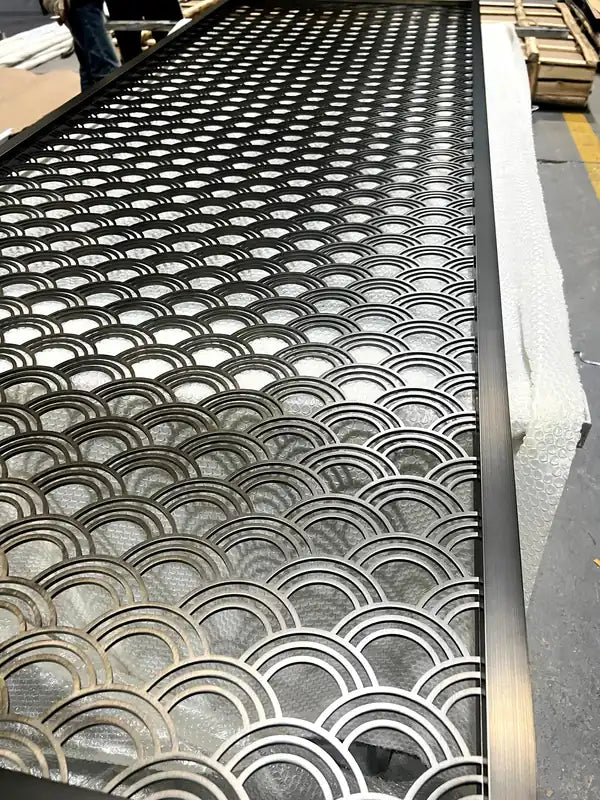 Fabrication detail of Black Seigaiha Perforated stainless steel Screen