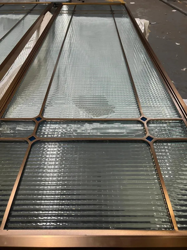 Bronze Framed Textured Glass Stainless Steel Screen