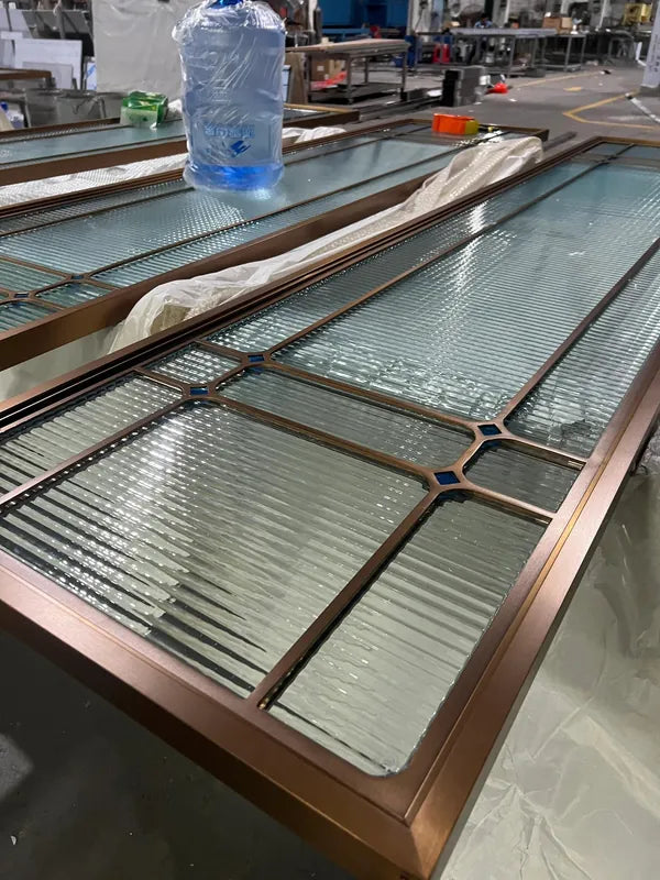 Framed panel view of Bronze Framed Textured Glass stainless steel Screen