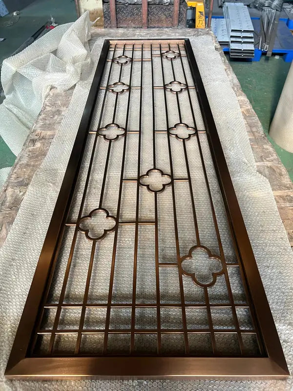 Angled view of Bronze Architectural Geometric stainless steel Screens