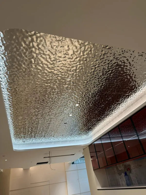 Perimeter-Lit Water Ripple Stainless Steel Ceiling for Living Areas