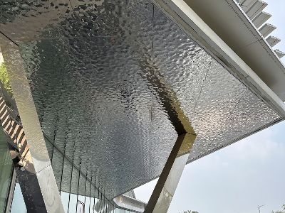 Hammered stainless steel sheet texture sample