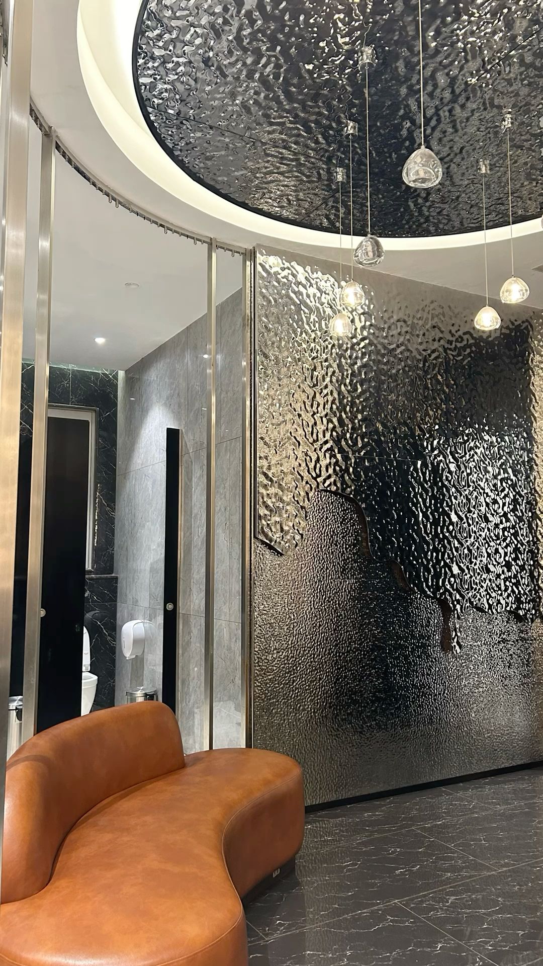 xinmaometal-black-water-ripple-stainless-steel-ceiling-lounge