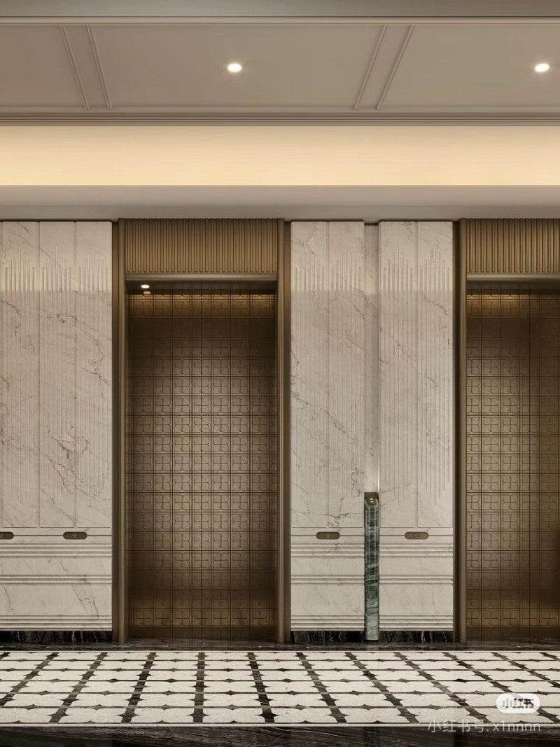 xinmaometal-bronze-patterned-stainless-steel-elevator-lobby