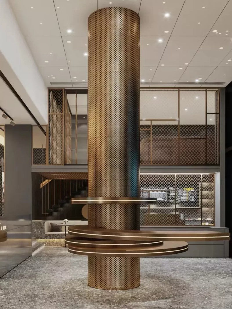 xinmaometal-bronze-perforated-stainless-steel-column-lobby