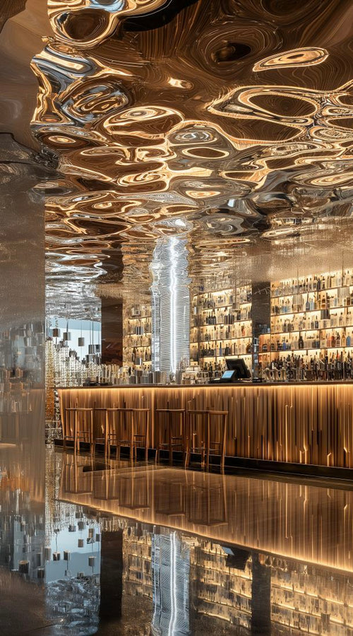 xinmaometal-bronze-water-ripple-stainless-steel-ceiling-hotel-bar