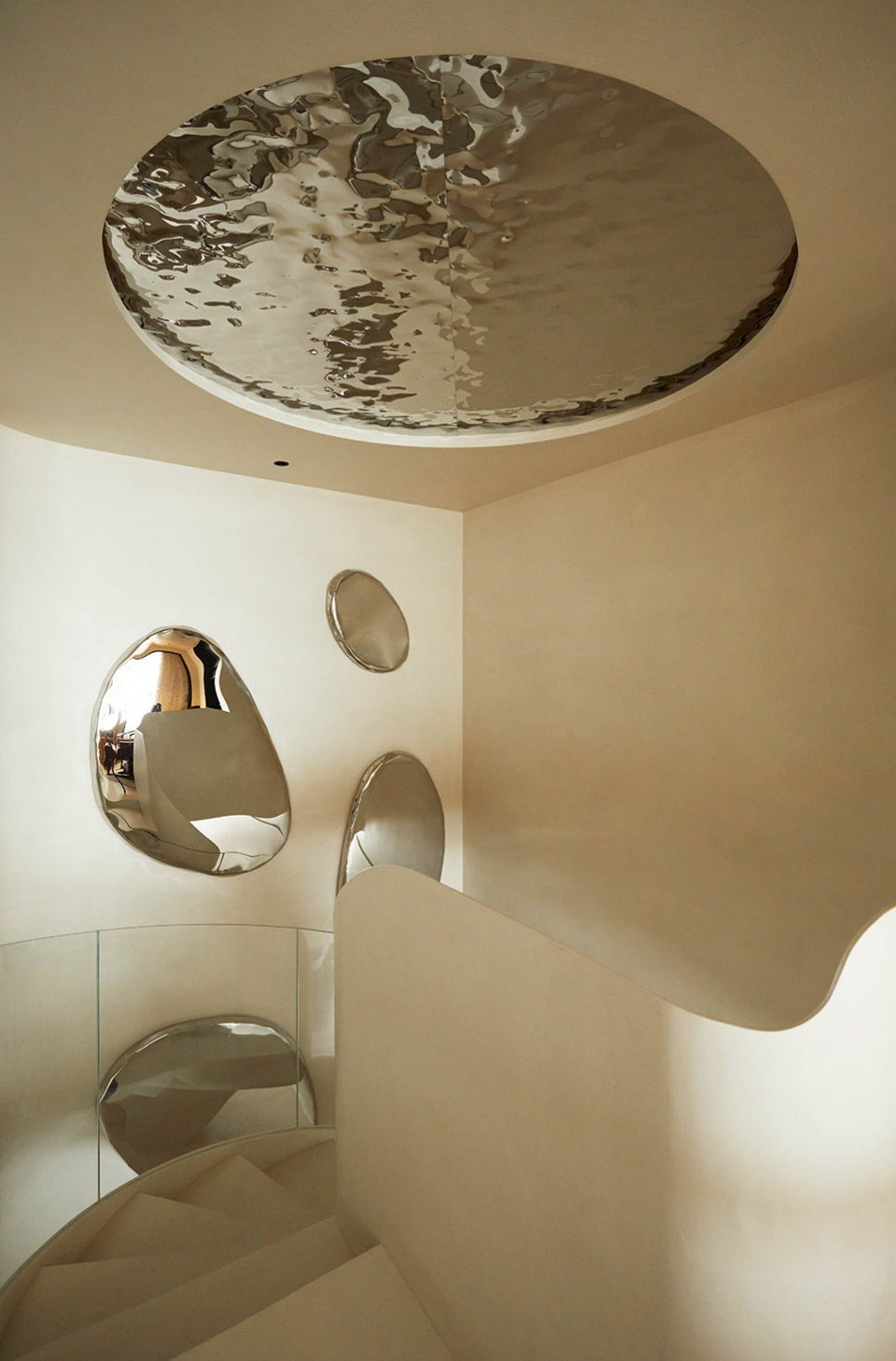 xinmaometal-bronze-water-ripple-stainless-steel-ceiling-stairwell