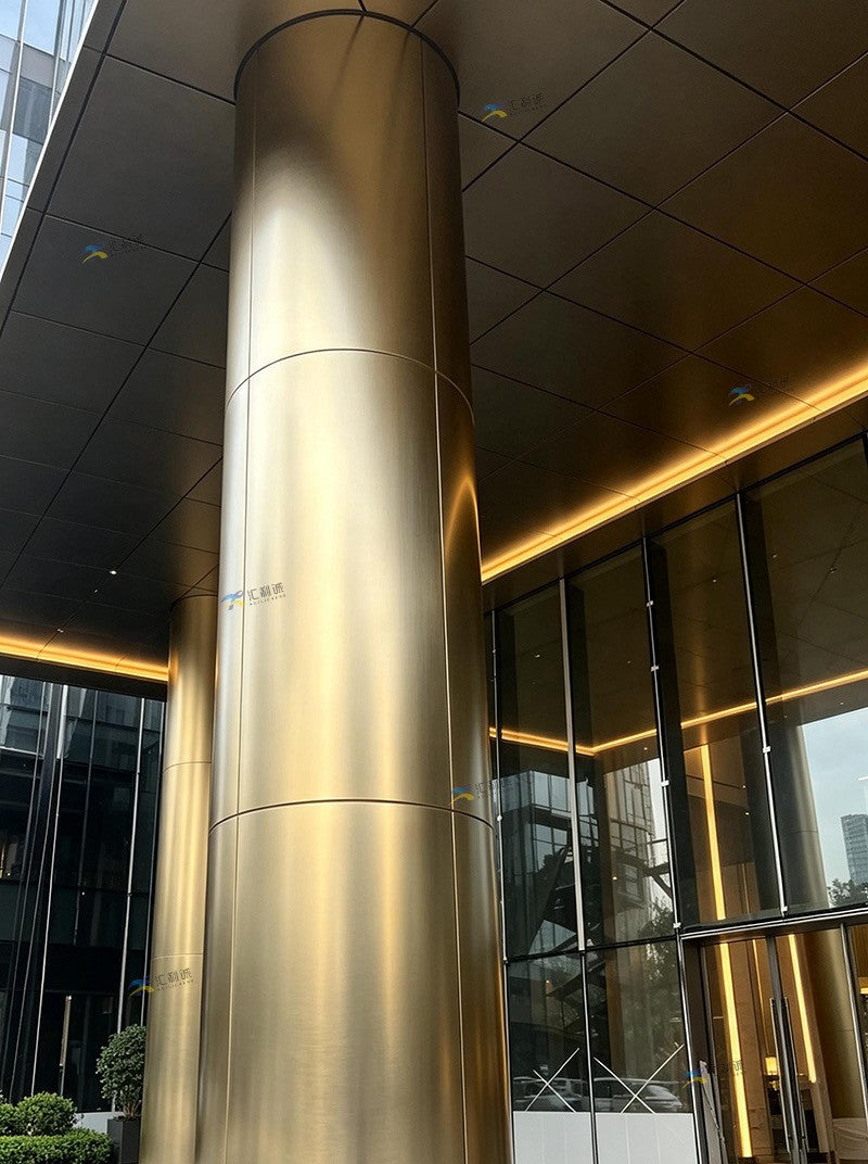 xinmaometal-champagne-gold-stainless-steel-column-entrance-view