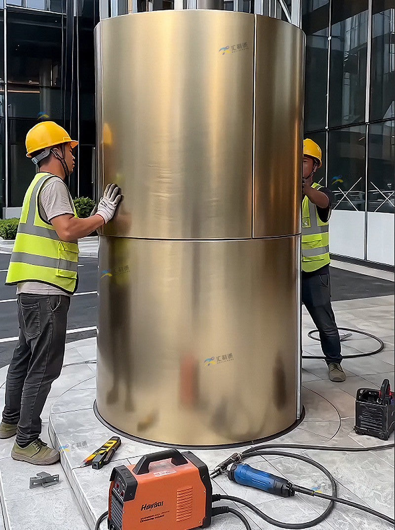 xinmaometal-champagne-gold-stainless-steel-column-installation-detail
