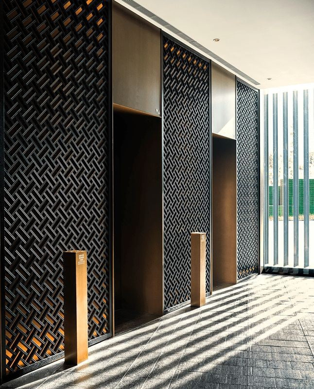 xinmaometal-charcoal-patterned-stainless-steel-elevator-lobby