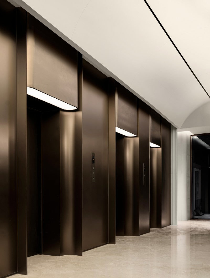 Bronze-Tone Stainless Steel Elevator Lobby Cladding