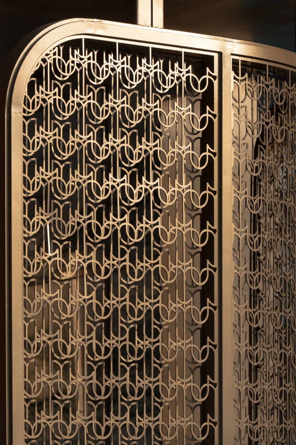 Custom Geometric Laser-Cut Stainless Steel Screen Partition