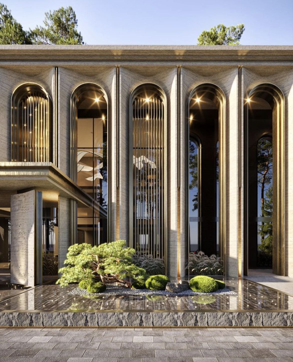 xinmaometal-gold-stainless-steel-arched-facade-panel-building-entrance