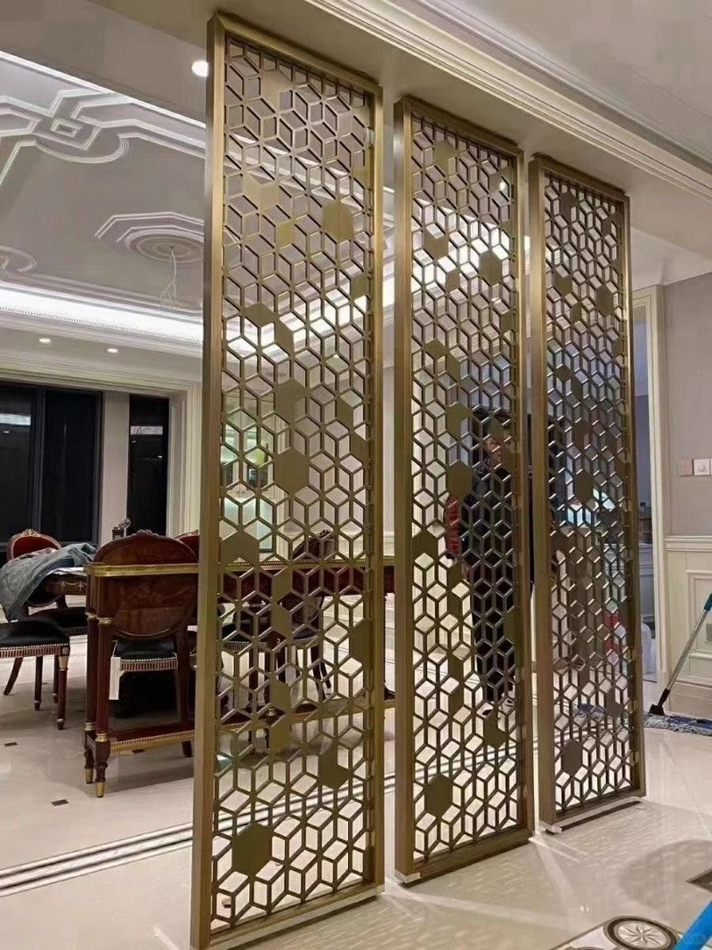 Custom Gold Stainless Steel Laser-Cut Screen Partition