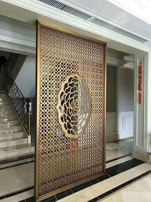 Custom Gold Stainless Steel Laser-Cut Screen Partition