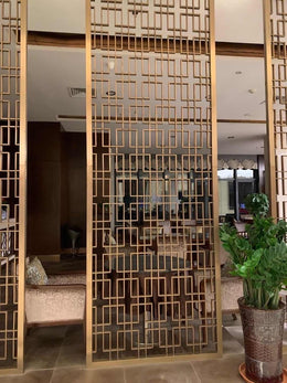 Custom Gold Stainless Steel Laser-Cut Screen Partition