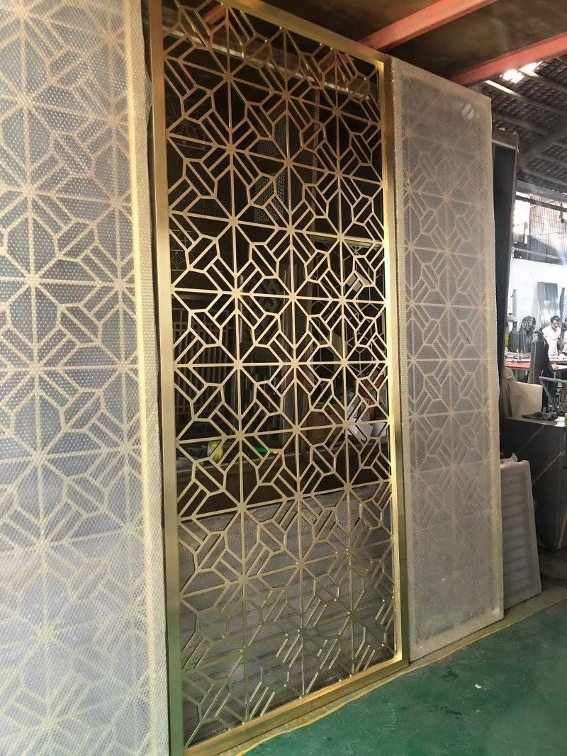 Custom Gold Stainless Steel Laser-Cut Screen Partition