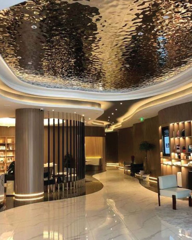 xinmaometal-gold-water-ripple-stainless-steel-ceiling-hotel-lobby